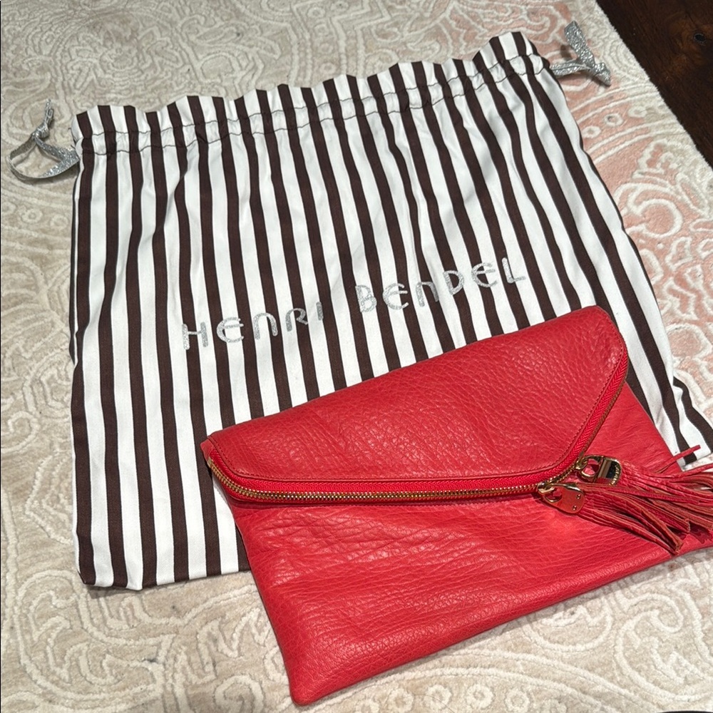 Henri Bendel Red Leather Clutch